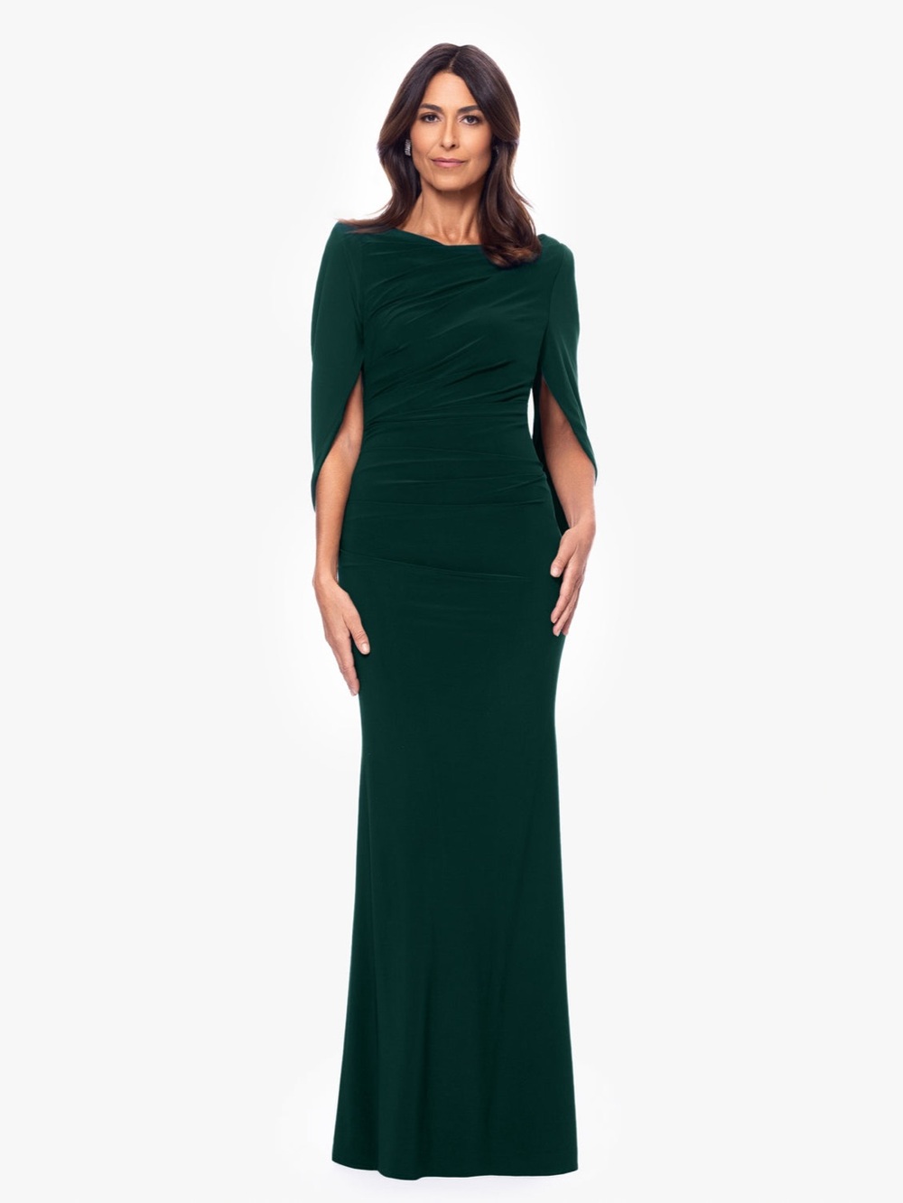 Betsey & Adam Green Ruched & Draped Gown Sz. 8